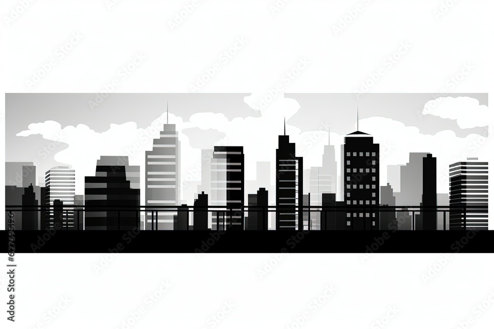 City skyscrapers silhouette isolated on white background. generative ai