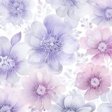 Pattern with pink violet flowers on white background. generative ai