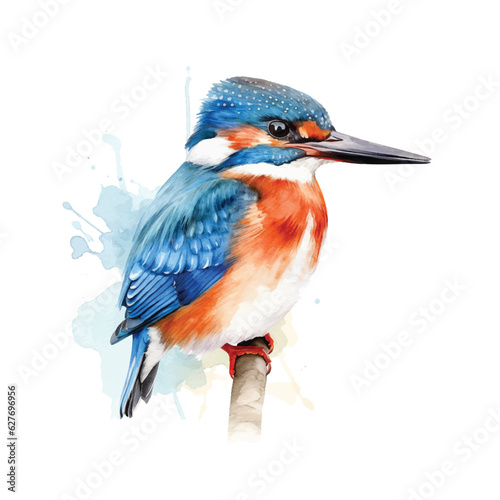 Kingfisher watercolor paint