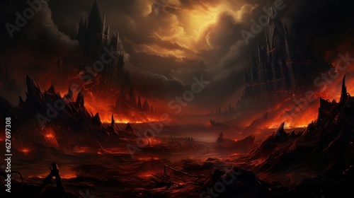 Canvas Print A wide shot of hell