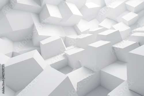 Abstract white geometric background, 3d render illustration, square shape. 3d render abstract white geometric background, AI Generated