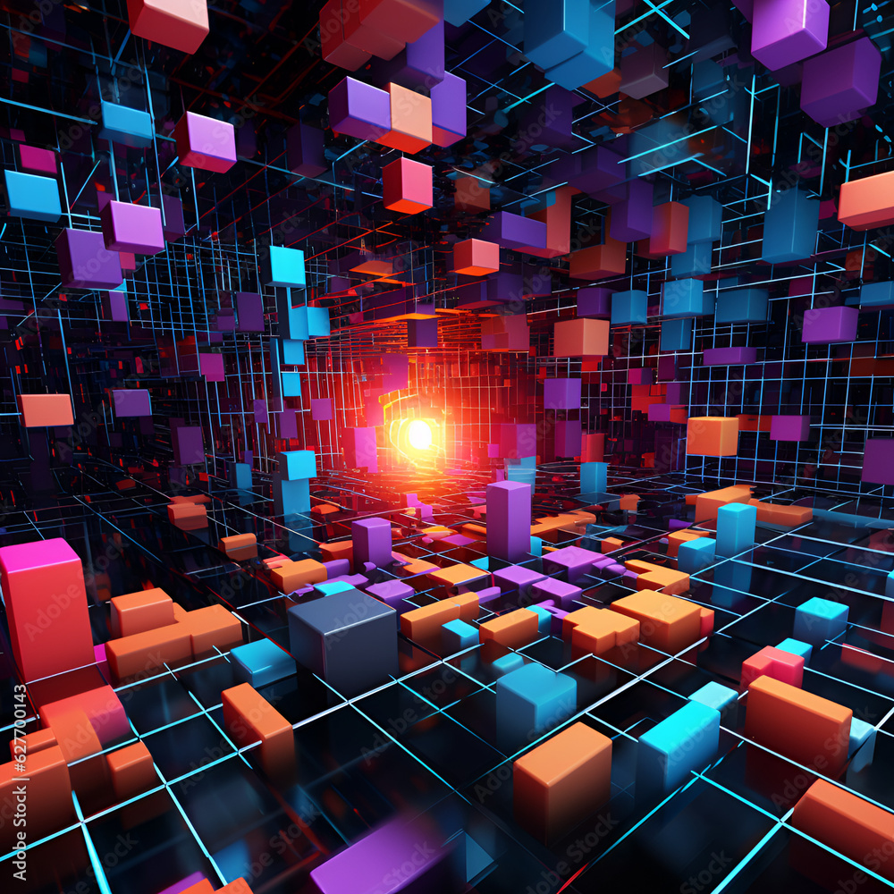 Obraz premium abstract background with squares,3dcube,Ai generated