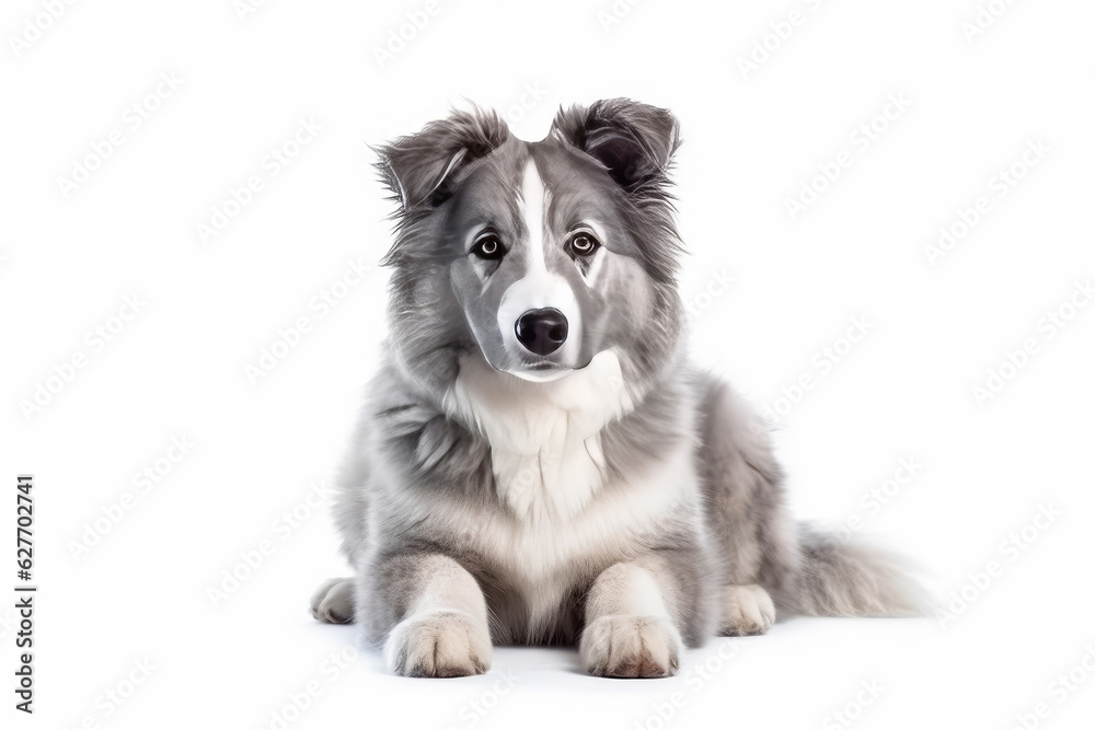 Portrait of handsome young dog isolated on white background , Created with Generative Ai Technology