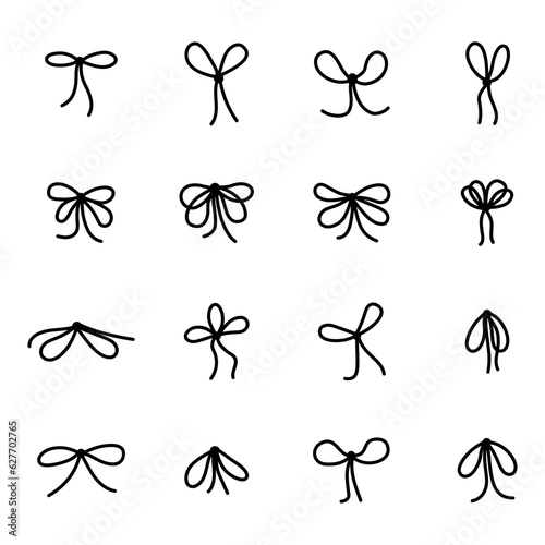 Set of black thread bows, vector illustration