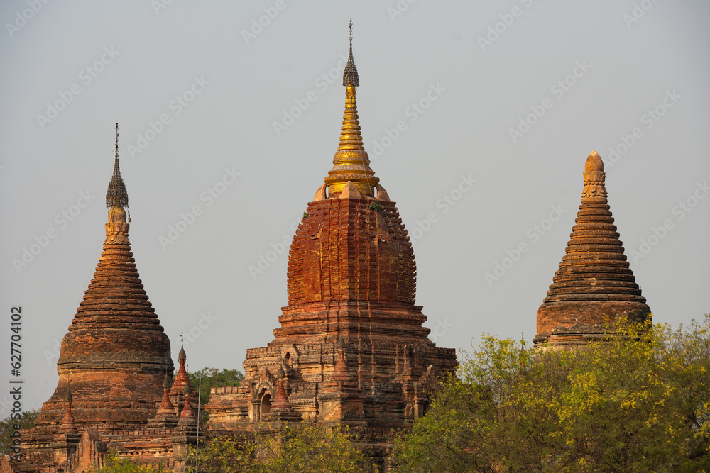 Stunning view of the beautiful Bagan ancient city (formerly Pagan). The Bagan Archaeological Zone is a main attraction in Myanmar and over 2,200 temples and pagodas still survive today.