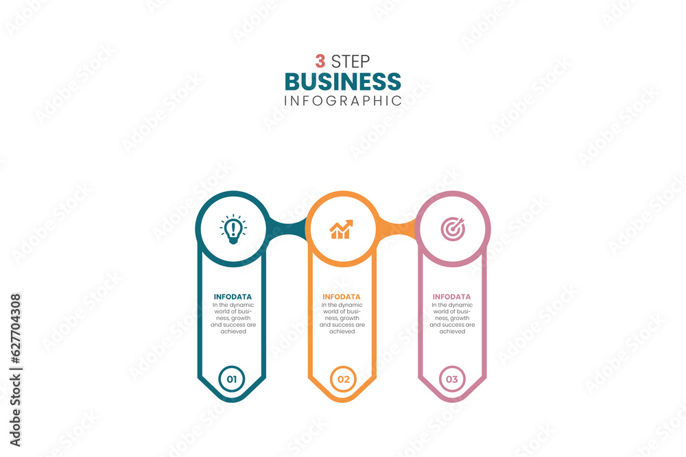 Business Infographic design template Vector with icons and 3 options or steps.