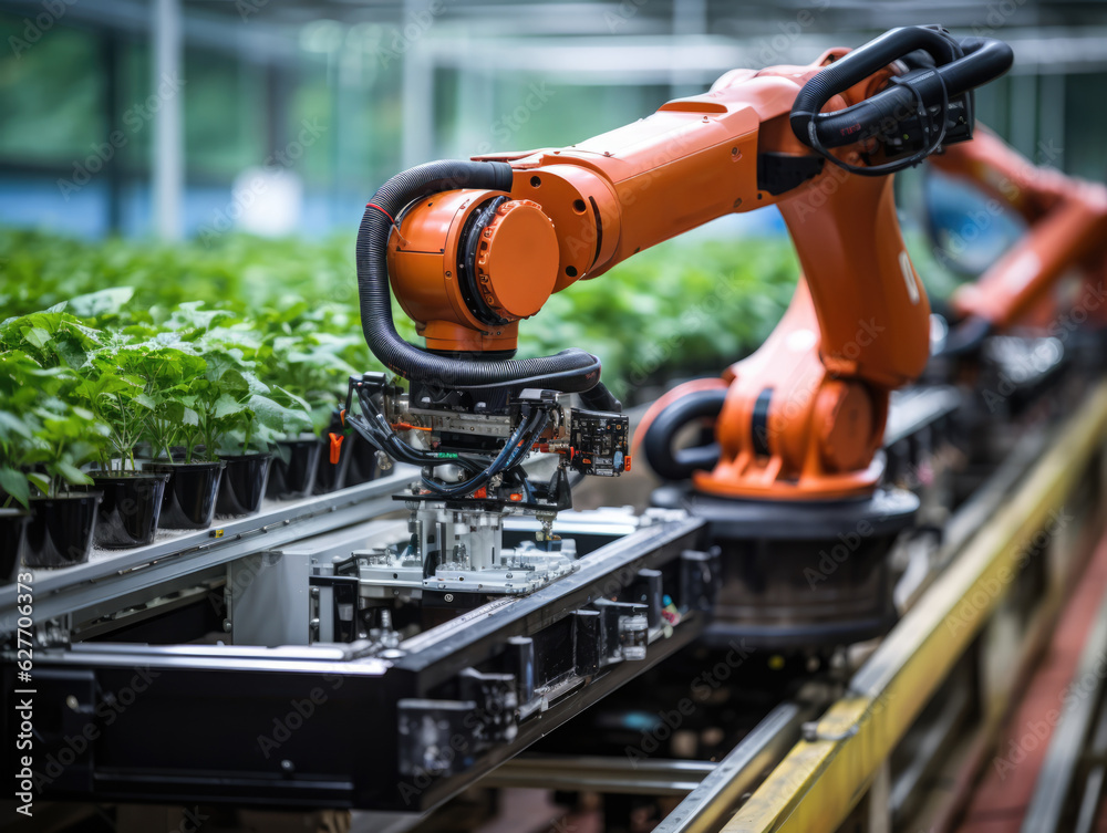 6 axis robot arm monitoring crops in modern technology agriculture sector 6 axis robot arm monitoring crops in modern technology agriculture sector