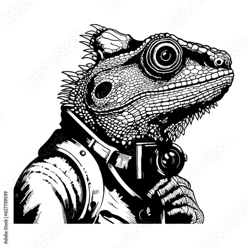 Chameleon vector illustration, isolated on white background.