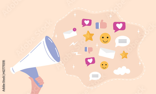 PR, marketing campaign, strategy concept vector. Marketer announce via, mass media, promotion your business. Public relations concept for web, app.