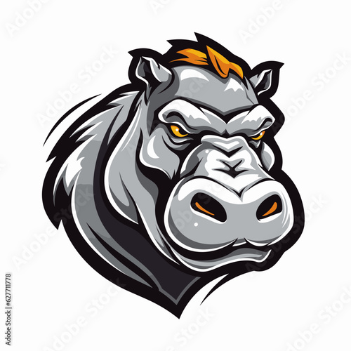 Esport vector logo hippopotamus, hippopotamus icon, hippopotamus head, vector