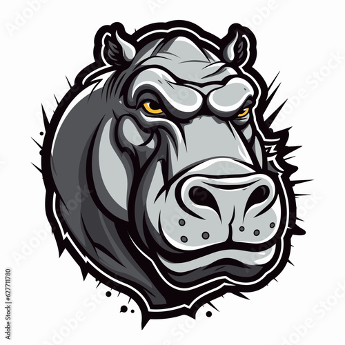 Esport vector logo hippopotamus, hippopotamus icon, hippopotamus head, vector