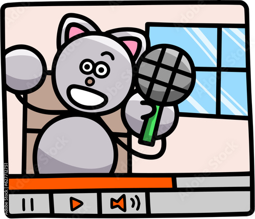 動画配信するにゃんまるのイラスト(左右反転バージョン)　猫