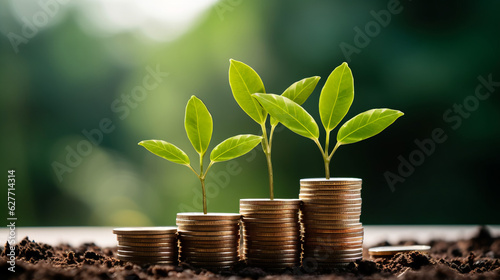 ESG concept of environmental, social, and governance. ESG small tree on stack coins idea for esg investment sustainable organizational development