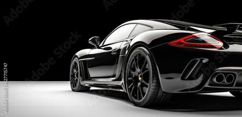 Black concept sports car coupe on black background, Generative AI © tanatat