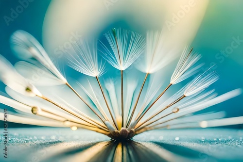 dandelion on blue background Generated Ai