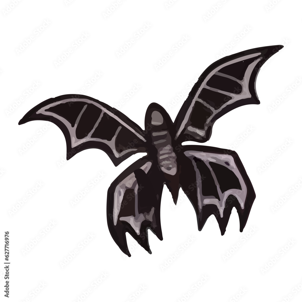 Obraz premium Halloween element bat. Hand drawn vector illustration. Perfect for scrapbooking, card, invitation, poster, sticker kit.