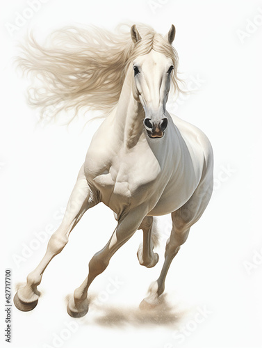 White horse mane tail hooves an animal is a friend of a person, a pet