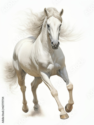White horse mane tail hooves an animal is a friend of a person, a pet