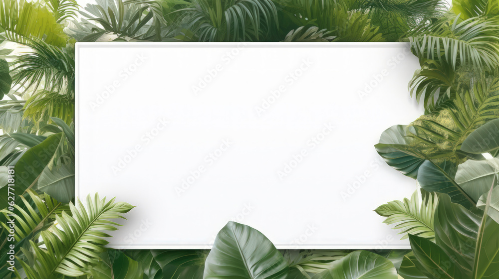 Serenity in Nature: Minimalist Paper and Jungle Leaves. Generative AI Serenity in Nature: Minimalist Paper and Jungle Leaves. Generative AI