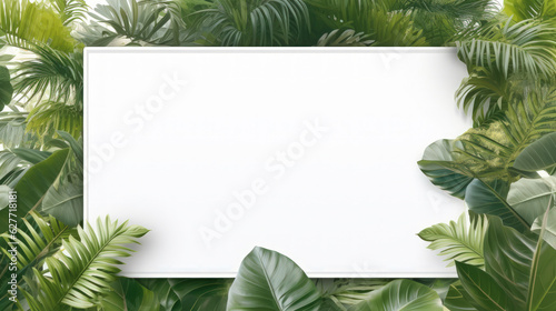 Serenity in Nature  Minimalist Paper and Jungle Leaves. Generative AI