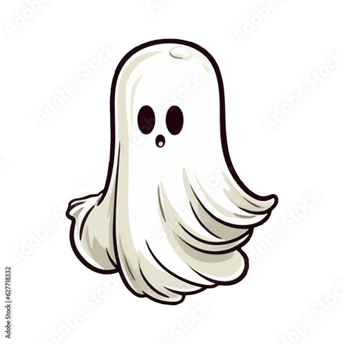 Halloween element ghost. Hand drawn vector ghost. Perfect for scrapbooking, card, invitation, poster, sticker kit.