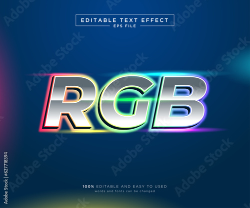 RGB neon text effect with graphic style and editable.