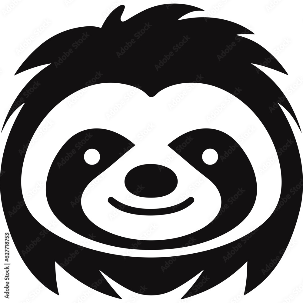 Sloth head face black silhouette logo svg vector Sloth head face black silhouette logo svg vector