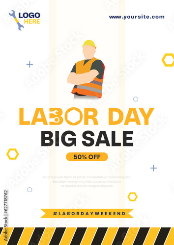 Happy labor day white color background wishing flyer or poster design