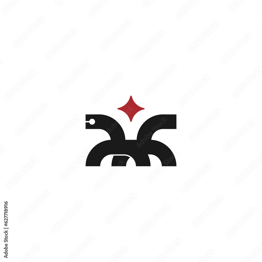 Fototapeta premium simple logo of komodo dragon and star