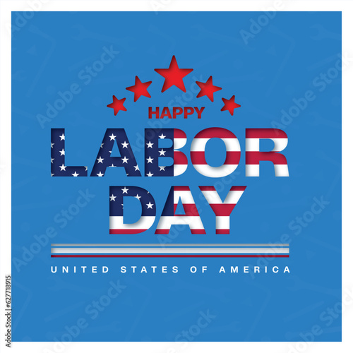 Happy labor day blue and white color bacoground social media post design