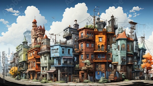 Drawing city stylized cartoon Generative AI