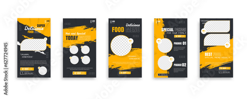 set of food post story social media banner template design. Creative design, easy Use for promotions you product. story food for your restaurant promotion	
