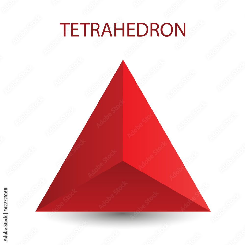 Vector tetrahedron with gradients for game, icon, package design, logo, mobile, ui, web. One of regular polyhedra isolated on white background. Minimalist style. Platonic solid. Vector tetrahedron with gradients for game, icon, package design, logo, mobile, ui, web. One of regular polyhedra isolated on white background. Minimalist style. Platonic solid.