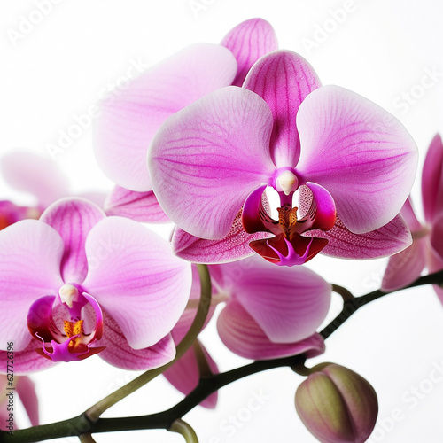 Beautiful natural pink orchid flowers on a white background
