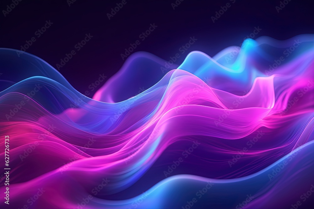 Obraz premium abstract futuristic background with pink blue glowing neon moving high speed wave lines and bokeh lights. Data transfer concept Fantastic wallpaper
