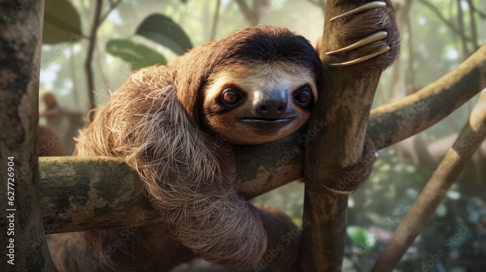 Fototapeta premium cute sloth. Created with Generative AI.