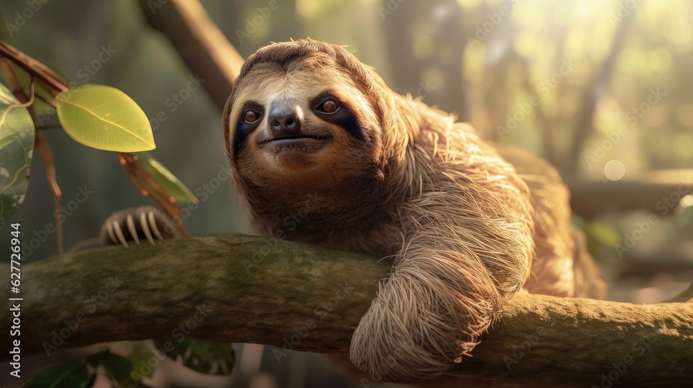 Fototapeta premium cute sloth. Created with Generative AI.
