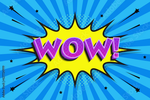 WOW comic book colorful page template. Pop-art style. Vector design.