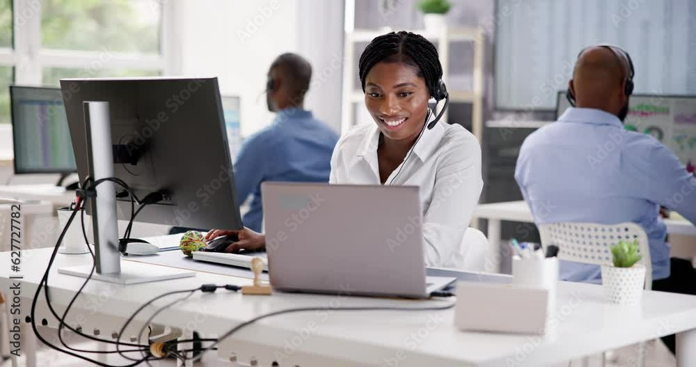 Portrait Of A Smiling African Female Customer Service Portrait Of A Smiling African Female Customer Service