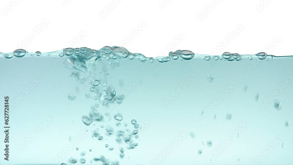 Water waves and splash with bubbles of air isolated on white background Water waves and splash with bubbles of air isolated on white background