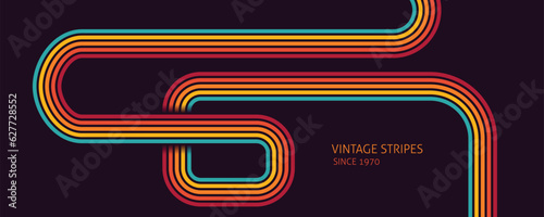 Abstract Vintage 70s Style Background. Retro Design With Stripes Vector Illustration.