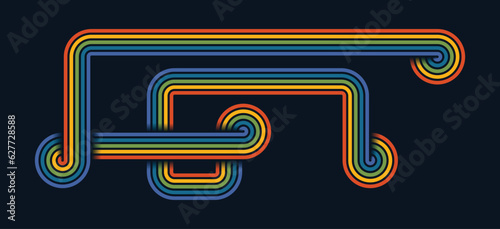 Abstract Vintage 70s Style Background. Retro Design With Stripes Vector Illustration.