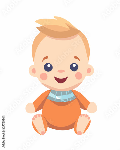 Vector isolated illustration of a baby boy on a white background.