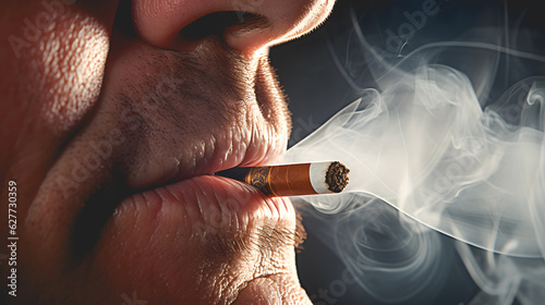 Une personne fumant une cigarette.