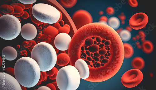 Illustration de globules rouges et blanches.
