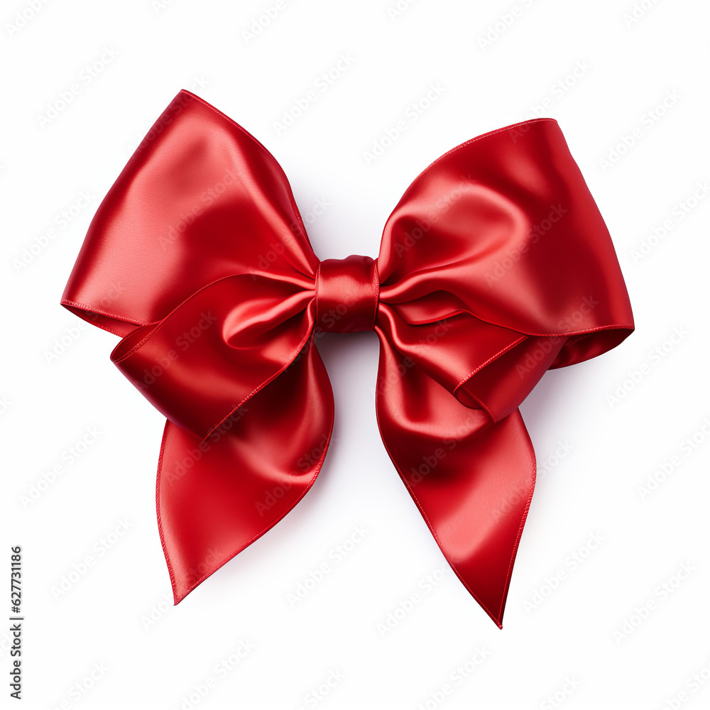 Fototapeta premium Realistic red party gift bow decoration against a white background