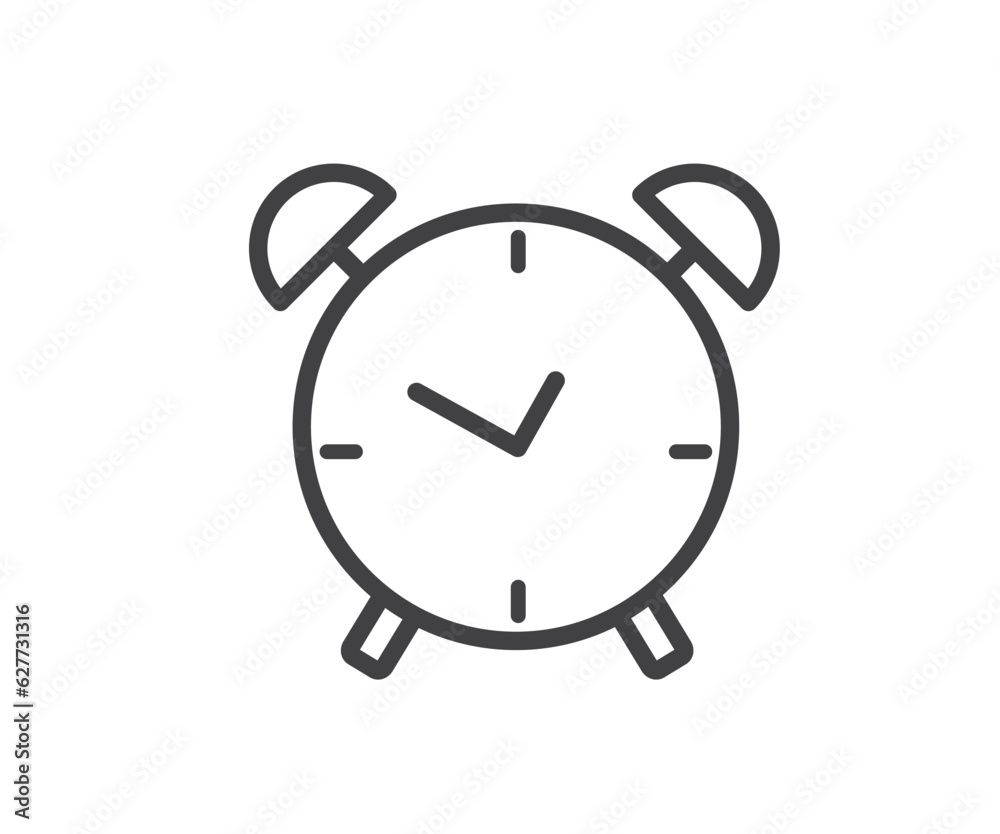 Alarm clock icon isolated on white background. Flat design. Vector illustration
