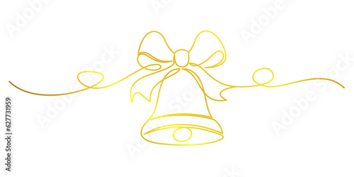 golden christmas bells line art style, vector eps 10 illustration