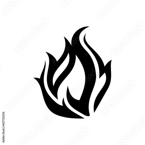 Fire, flame. black flame in abstract style on white background.