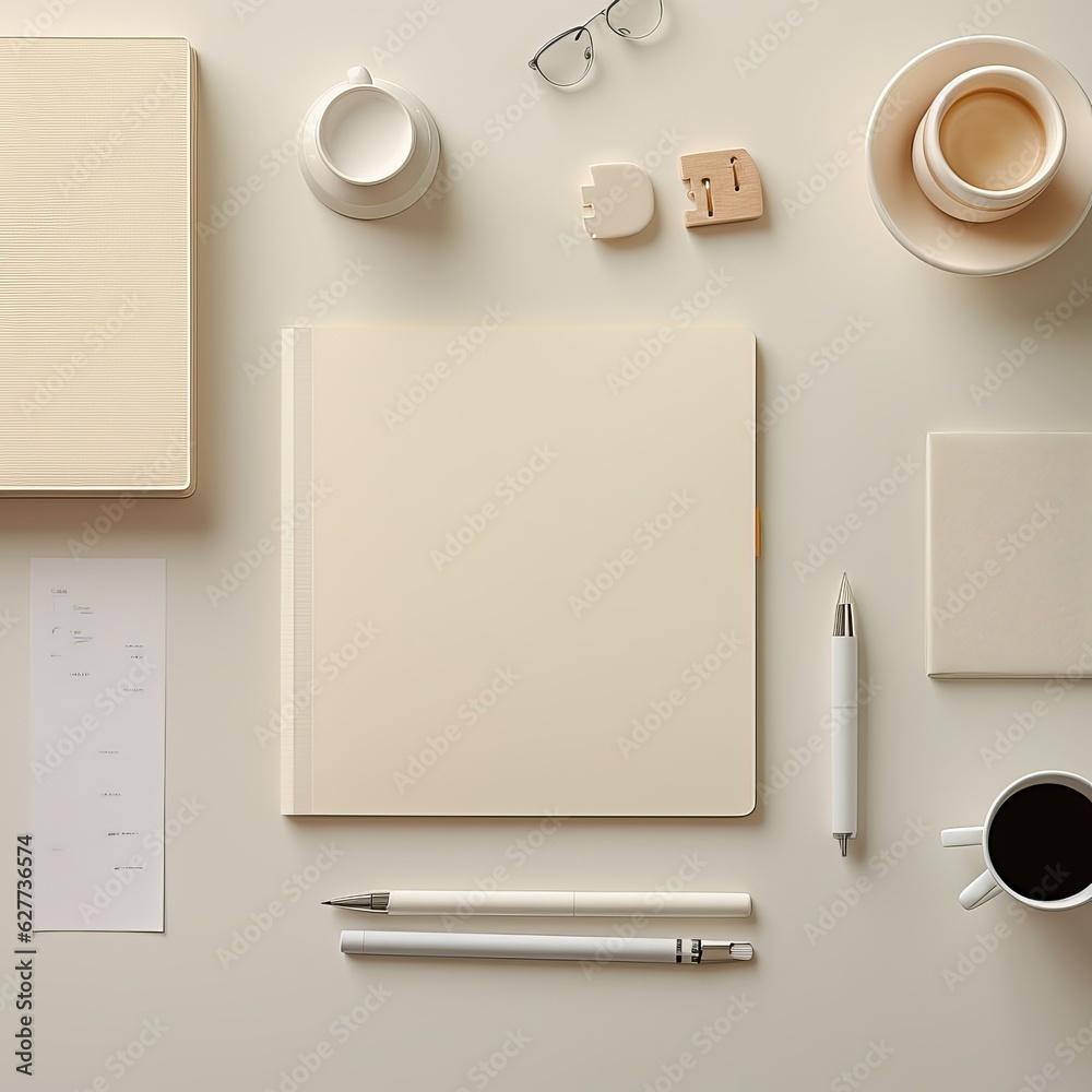 Clean Office Desk With Paper And Coffee Cup Clean Office Desk With Paper And Coffee Cup